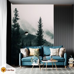 Fototapetai "Pine trees with fog in backround"